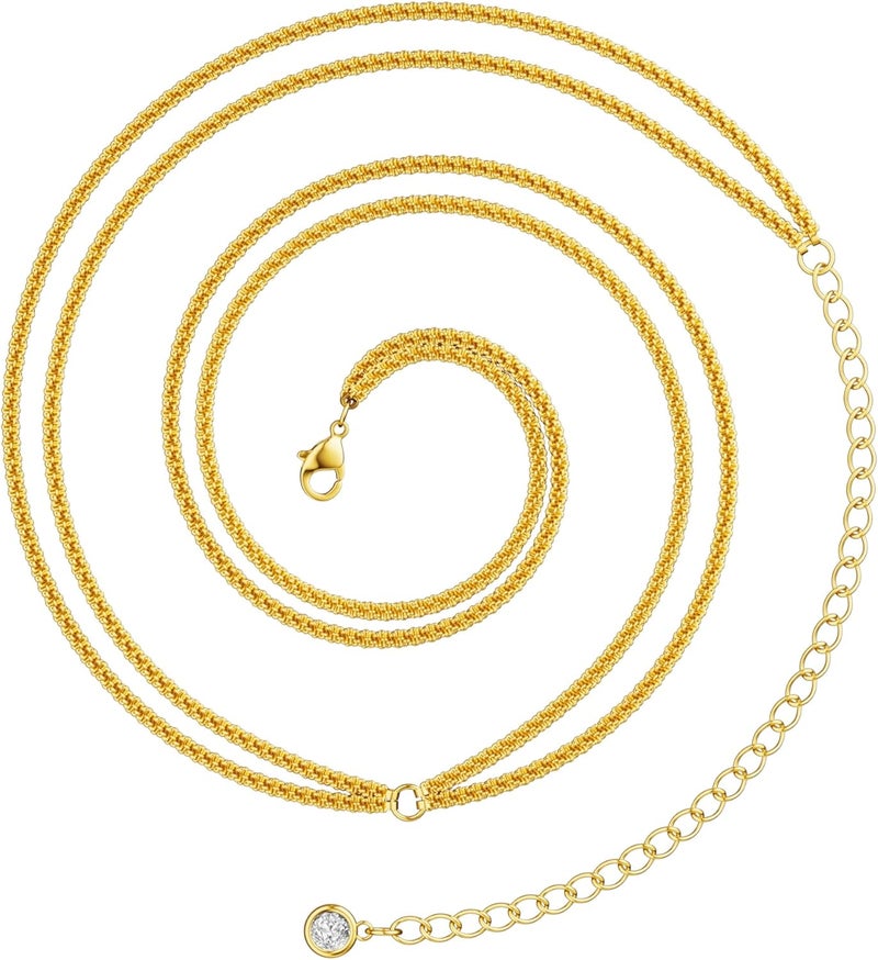 Moodear Valentines Day Gifts for Her Waist Chain for Women - Waterproof 14K Gold Plated/Silver Layered Belly Beads Chains with Drop Cubic Zirconia Body Chain Jewelry Sexy Bikini Belt for Summer Beach - Image 1